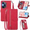 MOJIA Custodia Portafoglio per Honor 400 Pro, Pelle PU Flip Cover per Telefono con Guscio Interno in TPU, Multifunzione Porta Carte con Cinturino Polso. Rosso