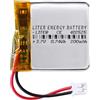 Liter energy battery Batteria 402525 LiPo 3.7V 200mAh 0.74Wh Ricaricabile Connettore PH2.0 (JST-PHR-02) Tipo B Litio: Assicurarsi che la polarità del dispositivo corrisponda 27x25x4mm (PH2|200mAh|402525)
