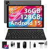 SOLVYXEN Tablet 10 pollici 4G lte e 5G WiFi, Android 15.0 Octa-Core 2.0GHz, 36GB RAM, 128GB ROM (1TB Espandibile), 1920 * 1200FHD, 13MP+8MP, Tablet con Tastiera etc, GPS/Bluetooth(grigio)