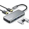 Cable Technologies HUB USB C 5 in 1, Docking station da USB-C a HDMI X2, USB 3.0 X2 e USB C X1, Adattatore USB C con 5 uscite, compatibile con tutti i dispositivi USB-C come macbook, laptop, ipad ecc