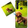 KARTXITAI Cover Personalizzata Compatibile con Motorola edge con Foto Testi logo,Custodia Morbido TPU Silicone Gel Trasparente Custom Case con Immagine,Testo+1 x Cinturino Universale