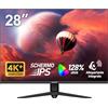 Gawfolk Monitor per computer UHD 4K da 28 pollici, PC schermo IPS Ultra HD (3840×2560p), 3:2, 1,07 miliardi di colori, 128% sRGB, altoparlanti integrati, DisplayPort, HDMI, nero