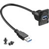 QIANRENON 5Gbps USB3.0 Adattatore per montaggio a pannello Cavo corto USB3.0 maschio a femmina Paratia Supporto fisso Cavo di prolunga connettore dati di ricarica 5V/2A, montato XLR/D-Type Pannello