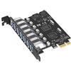 Hztuang Adattatore Scheda di Espansione PCI-E USB 3.0 7 Porte Adattatore Hub Controller Esterno Extender PCI-E Scheda PCI Express per Desktop