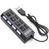ChaRLes 4 Porte USB 2,0 Hub Ad Alta Velocità Mini USB Hub Adapter Con Indicatore LED Per I Telefoni - Nero
