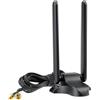 Bingfu Antenna WiFi 7 / 6E Gaming Tri-banda 2,4/5/6 GHz Con Base Magnetica e Cavo 2 m, Compatibile con Schede WiFi 7 Madri ASUS ROG STRIX, Crosshair, MAXIMUS (nuova connessione rapida, NON RP-SMA)