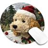 Generic Tappetino per mouse con cane natalizio, design natalizio con barboncino dorato, morbido peluche antiscivolo, lavabile, per computer di casa e ufficio, laptop, rotondo, 20,3 x 20,3 cm