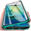 SIMao Custodia Compatibile con Samsung Galaxy S21 +, Adsorbimento Magnetica 360 Gradi Protettiva Metal Bumper Cover Trasparente Vetro Temperato, Case con Protettiva Fotocamera Posteriore,Verde
