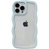 miyonsin Custodia Trasparente per iPhone 14 PRO, Onde Carine con Design Estetico Cover per iPhone 14 PRO, Paraurti in TPU Custodia Protettiva per Ragazze e Donne, Azzurro