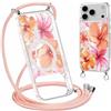 ZhuoFan Magnetica Custodia per iPhone 17 Pro 6,3 con Cordino, Trasparente Case Aesthetic Estivi Modello Fiori Disegni Cover Compatibile con MagSafe Protezione Collana Cellulare Femmina, 05
