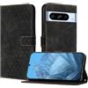 YIRRANZD Custodia per Google Pixel 8 PRO, Cover a Libro in Pelle PU con Slot Cart e Silicone TPU Bumper, Flip Caso Portafoglio Cover per Google 8 PRO (Nero)