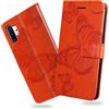 DENDICO Cover per Galaxy Note 10 Plus/Galaxy Note 10 Plus 5G, Portafoglio Custodia in PU Pelle per Samsung Galaxy Note 10 Plus / 5G, Antiurto Cover a Libro con Slot per Carte, Arancia