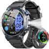Jugeman Smartwatch Uomo GPS, 1.43 AMOLED Militari Orologio Smartwatch con Chiamate Bluetooth, 5 ATM Smart Watch con Sonno/Cardiofrequenzimetro/Torcia/Bussola, 160+ Sportive Fitness Tracker per Android iOS