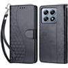 KENHONER Compatibile Cover con Xiaomi 14T Pro,Premium Pelle PU Portafoglio Flip Libro Custodia Cover per Xiaomi 14T Pro [Protezione Completa] (Nero 3D)