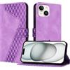 YIRRANZD Custodia per iPhone 15, Cover a Libro in Pelle PU con Slot Cart e Silicone TPU Bumper, Flip Caso Portafoglio Cover per iPhone 15 (Viola)