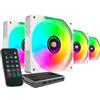Mars Gaming MF-SI4KIT, Kit 4x Ventole Ultrasilenziose 120mm, Illuminazione ARGB Infinity Mirror, Cuscinetti FDB e Nucleo in Rame, Telecomando e HUB, Compatibilità Totale ARGB, Bianco