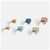Giallobus - Appendiabiti da Parete - Heart Color 02 - Kit 6 pz - Vetro Acrilico - Kit 6 PCS. - Palette Colours 02 - Ganci attaccapanni e Accessori da Muro Decorativi
