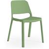 GALIZIA prjme GALIZIA PRIME - Set 4 Sedia Cucina da Interno ed Esterno in Plastica Certificata (56x53x82cm) Sedie da Esterno per Giardino, Veranda, Balcone, Pub, Pizzeria, Impilabili Fino a 5 (Verde Salvia)