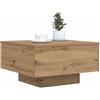 vidaXL Tavolino da salotto Rovere artigianale 55 x 55 x 31 cm, Tavolino da caffè moderno, elegante, multifunzionale, con luci LED, per un soggiorno alla moda
