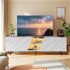 UTTQEW Mobile Porta TV con Illuminazione a LED, Mobile TV in Stile Scandinavo Lungo 220 cm Con Cassetti e Vani a Giorno, Mobile Basso Moderno in Legno, Panca/Tavolino TV per Soggiorno(Bianco, 220X34.5X67.7)