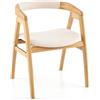 COSTWAY Poltrona Relax da Soggiorno, Poltrona in Bambù con Schienale Curvato, Cuscino per Seduta, Sedia Relax per Soggiorno Camera da Letto Ufficio, Portata 150 kg