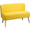 HOMCOM Divano 2 Posti in Tessuto Effetto Lino Senza Braccioli Design a Righe, Divanetto 2 Posti Imbottito Salvaspazio Moderno con Gambe in Caucciù per Soggiorno Salotto, 117x56.5x77 cm, Giallo