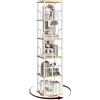 MAHANCRIS Libreria Girevole a 5 Livelli, Scaffale Angolare Indipendente, 360°, Stile Industriale, con Protezioni, per Soggiorno, Camera da Letto, Studio, Ufficio, Bianco ABKBN1601