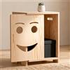 smartwood Comodino per Bambini, Legno di pino FSC, 46x33x30 cm, KAPI 1L | 3 sorrisi, Montessori, porta scorrevole sinistra, senza cerniere, contenitore, bordi arrotondati, montaggio facile