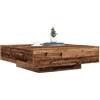 vidaXL Tavolino da salotto Legno vecchio 100 x 100 x 31 cm, Tavolino da caffè moderno, elegante, multifunzionale, con luci LED, per un soggiorno alla moda
