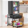 Housolution Supporto per Mini Frigo con Stoccaggio, Altezza Regolabile Mini Frigo Scaffale con Ruote Rotanti, Mini Frigo Armadio Frigorifero Portatile Organizzatore con Cassetto per Casa Ufficio, Nero