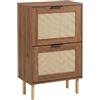 FRANKYSTAR® Yssor - Scarpiera 2 ripiani 55x89x25 cm 12 paia stile boho portascarpe per ingresso camera letto in legno e rattan