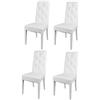 t m c s Tommychairs - Set di 4 sedie CHANTAL adatto per cucina e sala da pranzo, con struttura in faggio, verniciata di bianco e seduta imbottita in ecopelle di colore bianco
