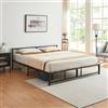 [en.casa] Struttura Letto Matrimoniale King Size in Acciaio con Testiera 180 x 200 cm Letto Doppio Minimalista in Metallo per Camera da Letto Moderno - Nero