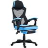 Vinsetto Sedia da gaming girevole in rete con poggiapiedi retrattile, blu