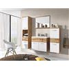 PIASKI Set di mobili da bagno sospesi Alba con lavandino, pannello laminato MDF, 6 pezzi, stile moderno, 30 x 30 x 130 cm, 60 kg, Sonoma/Bianco lucido