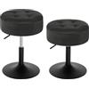 WOLTU Set di 2 Sgabelli Piccolo da Bar in Velluto e Metallo, Sedia da Pranzo con Vano Portaoggetti, Sgabello Rotondo Girevole, Altezza Regolabile tra 49,5-65cm, Nero BH329sz-2