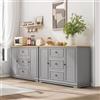 MURUL Credenza moderna grigia, con 3 cassetti e ante simili al frigorifero, elegante armadio a buffet per sala da pranzo, soggiorno e corridoio