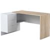Dmora Linares - Scrivania 2 Cassetti, Modulabile: 145x108x73h cm, Marrone Rovere