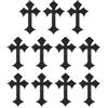 PATIKIL 11 Pc Toppe A Ferro A Forma di Croce, Ricamo Applique Toppe per Riparazione per Zaini Abbigliamento Scarpe Cappello Fai da Te, Nero