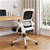 WXJHL Sedia da Ufficio Domestico Ergonomica in Maglia Traspirante - Schienale Alto Regolabile in Altezza,Girevole con Braccioli Ribaltabili e Supporto Lombare(Nero e Bianco)