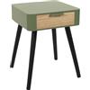 HowHomely Comodino con cassetto, 35 x 40 x 48 cm, verde, comodino, moderno, scandinavo, decorazione per camera da letto