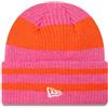 New Era Berretto invernale da donna Cuff Stiped rosa/arancione, Colore: rosa., Taglia unica