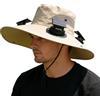 Genérico Cappello con ventilatore solare, cappello a tesa larga con 4 ventole , cappello da uomo, per pesca, giardino, escursionismo, lavoro, viaggi, spiaggia, sport, falciatura, golf,, beige