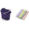 Mery | Set Secchio Ovale con Strizzatore 12L + 4 Panni Microfibra | Pulizia Casa | Blu/Bianco