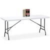 Relaxdays Tavolino Ripiegabile da Giardino, HLP 72x180x74 cm, Tavolo Pieghevole di Plastica e Acciaio, 8 Persone, Bianco