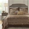 Madison Park Set Traditional Luxe Desig, copriletto trapuntato jacquard poliestere e shams, 90% cotone 10% altra imbottitura in fibra, cuscini in microfibra, marrone/oro, matrimoniale oversize (259 x