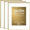 VCK Set di 3 cornici grandi in oro con display in vetro ad alta definizione, 30 x 50 cm, con tappetino o 16 x 20 cm, senza tappetino, per decorazione da parete o casa