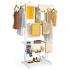 VOUNOT® Stendino Verticale Salvaspazio a 4 Livelli 125x62x173 cm, Stendibiancheria Pieghevole Grande Capacità con Ruote e Ali Ripiegabili, Uso Interno ed Esterno, Bianco