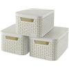 Curver - 240586 - Set di 3 ceste Style con coperchio, misura S, 7 l, colore bianco