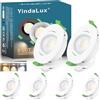 YindaLux Faretti da incasso 230V 5W Dimmerabile 2700K 4000K 6000K, Girevole a 45°, GU10 Faretti led soffitto Bianco, Diametro Foro Ø68-80mm, IP44 Faretto led da incasso per cartongesso, Set di 6